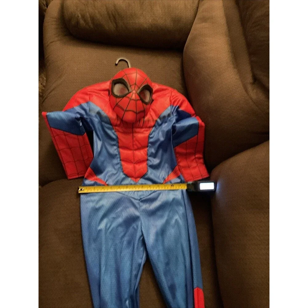 Disguise  KIDS SPIDER-MAN PADDED JUMPSUIT COSTUME W/ GLOVES & MASK SIZE 6~8 - Picture 7 of 7
